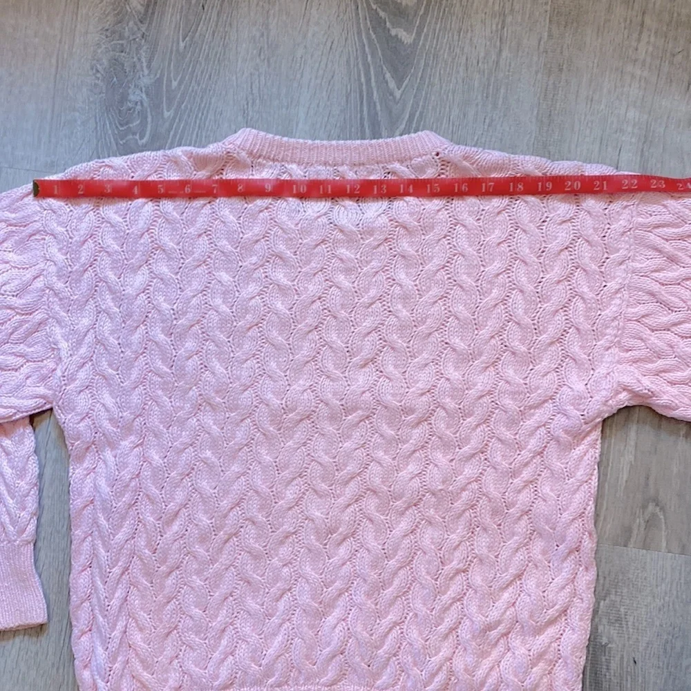 Lovely Pink Long Sleeve Cable Knit Sweater - Picture 10 of 13